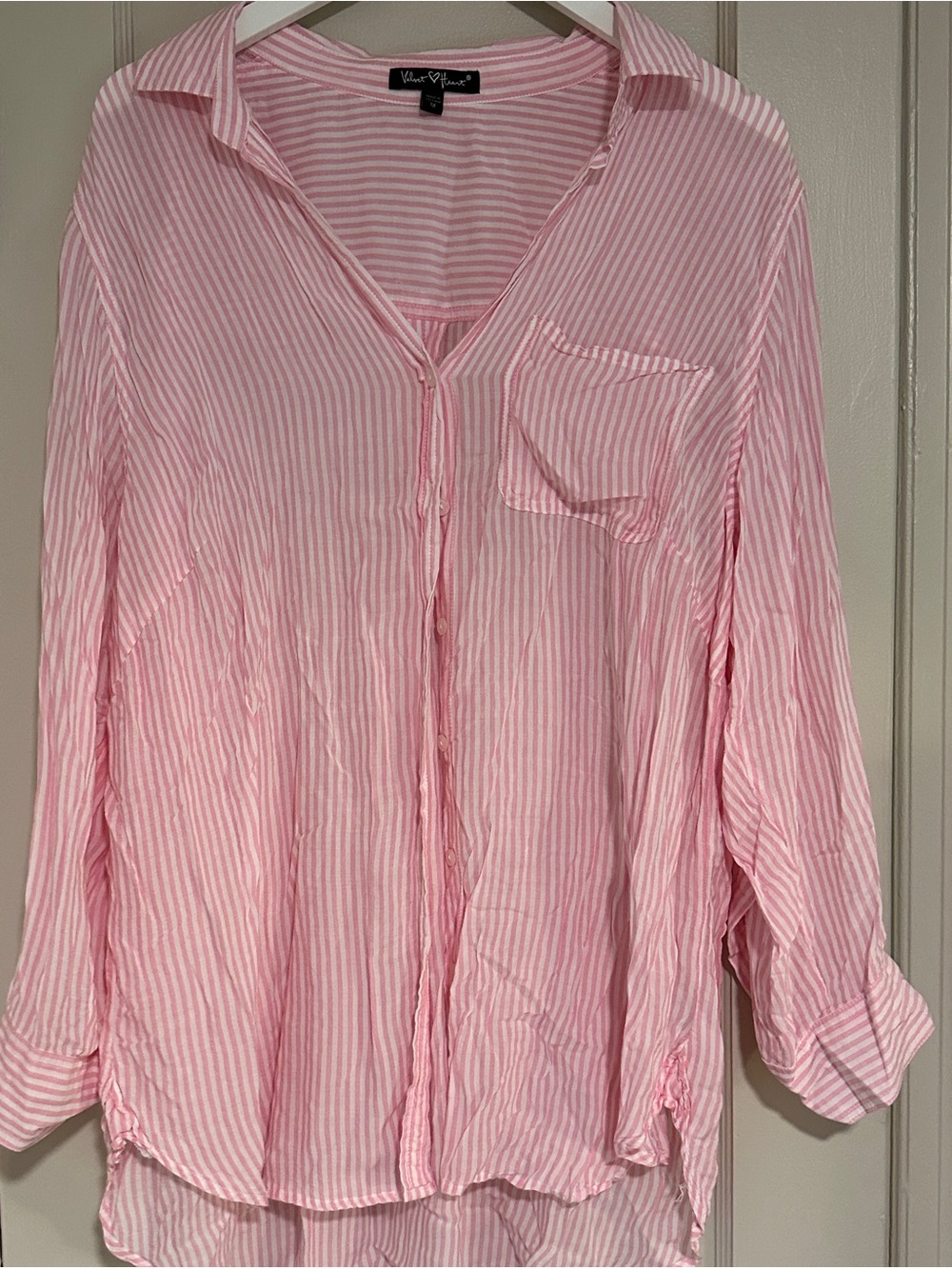 Velvet Heart Pink & White Striped Button-Down Shirt